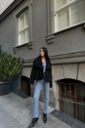 YÜN CROP KABAN - Siyah resmi